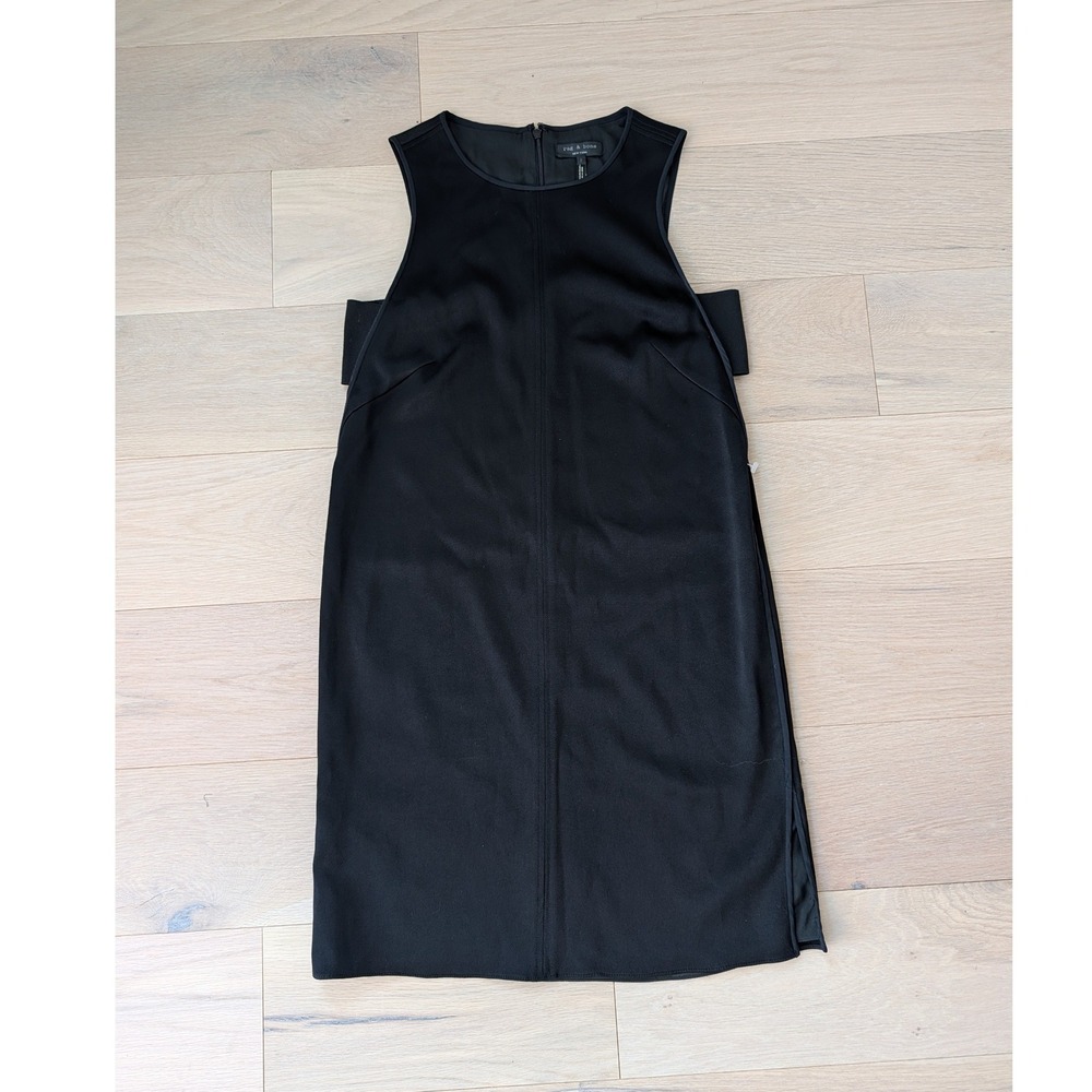 Rag & Bone Women's Silk Blend Black Sleeveless Mini Shift Dress size 2 - Picture 4 of 11